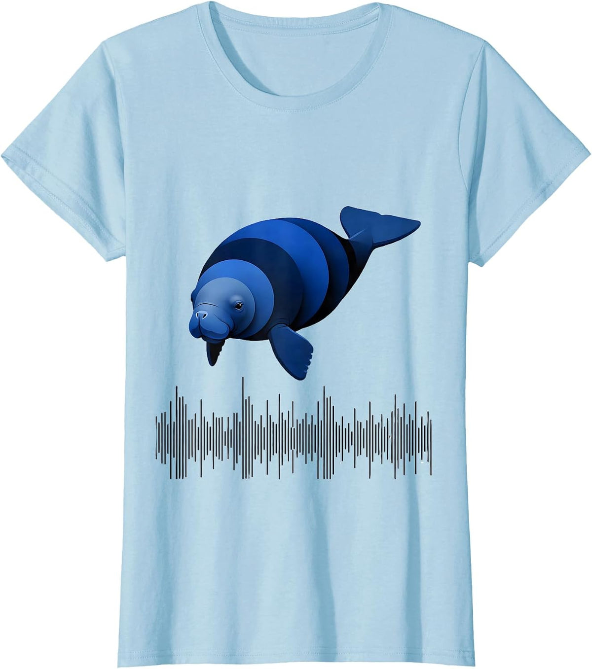 Manatee Geometric Sea Animal Lover Humor Novelty T-Shirt - Baby Blue