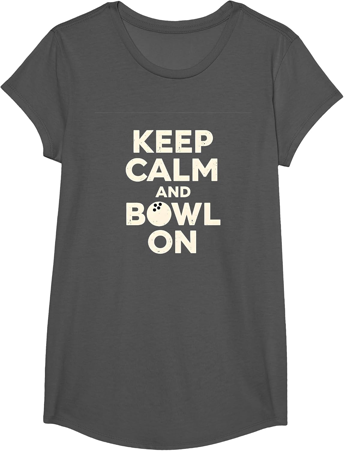 Mademark Bowling T-Shirt - Girls Asphalt Grey-keep Calm and Bowl on - Bowling Enthusiast