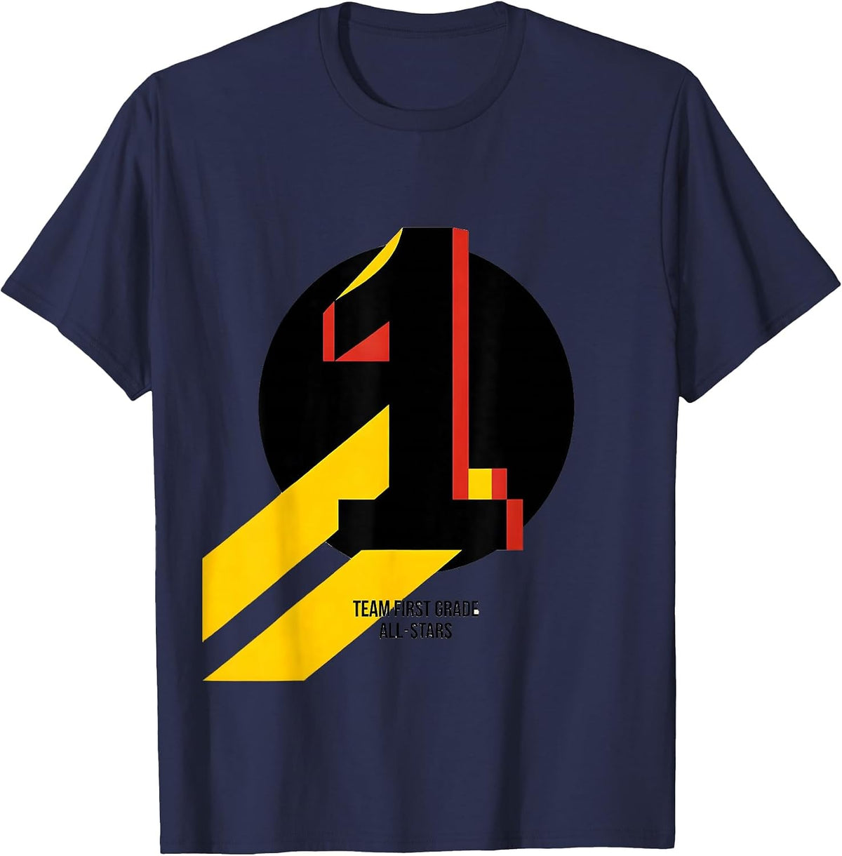 Men's Team First Grade All-Stars Bauhaus Modernist School Spirit T-Shirt - Navy Blue