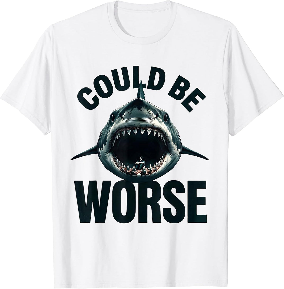 Men's Could Be Worse Funny Shark Jaw Halloween Costume T-Shirt - White