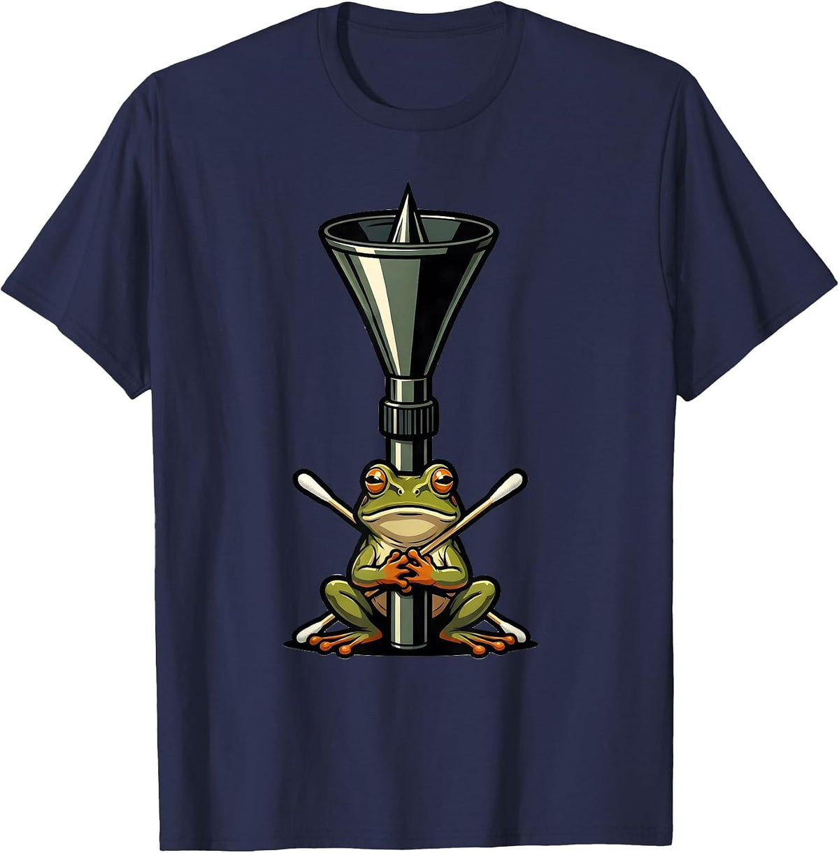 Veterinary Otoscope Frog Cartoon Vet Tech Humor T-Shirt - Navy Blue