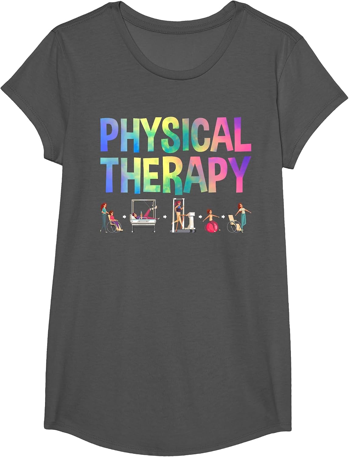 Physical Therapy Physical Therapist Assistant T-Shirt - Girls Asphalt Grey