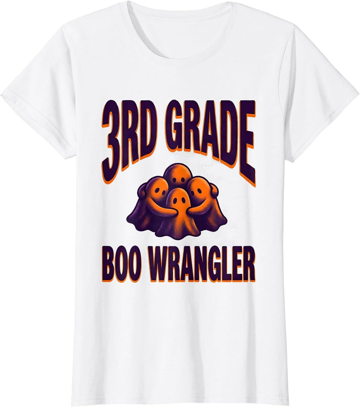3rd Grade Boo Wrangler Cute Teacher Ghost Halloween Crew T-Shirt - White