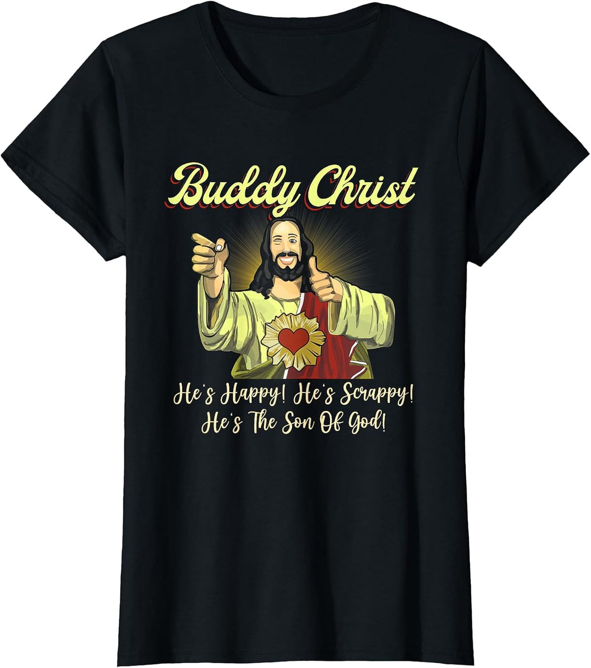 Buddy a Christ Christmas He Happy Scrappy The Son of God T-Shirt - Black