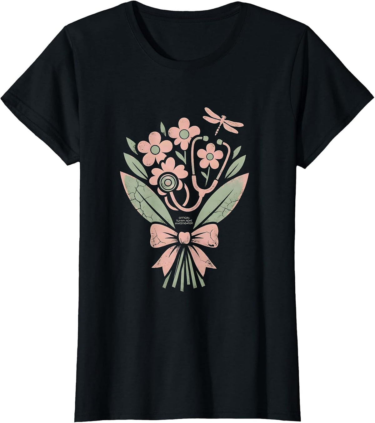 Women's Official Tummy Ache Investigator School Nurse T-Shirt - Black