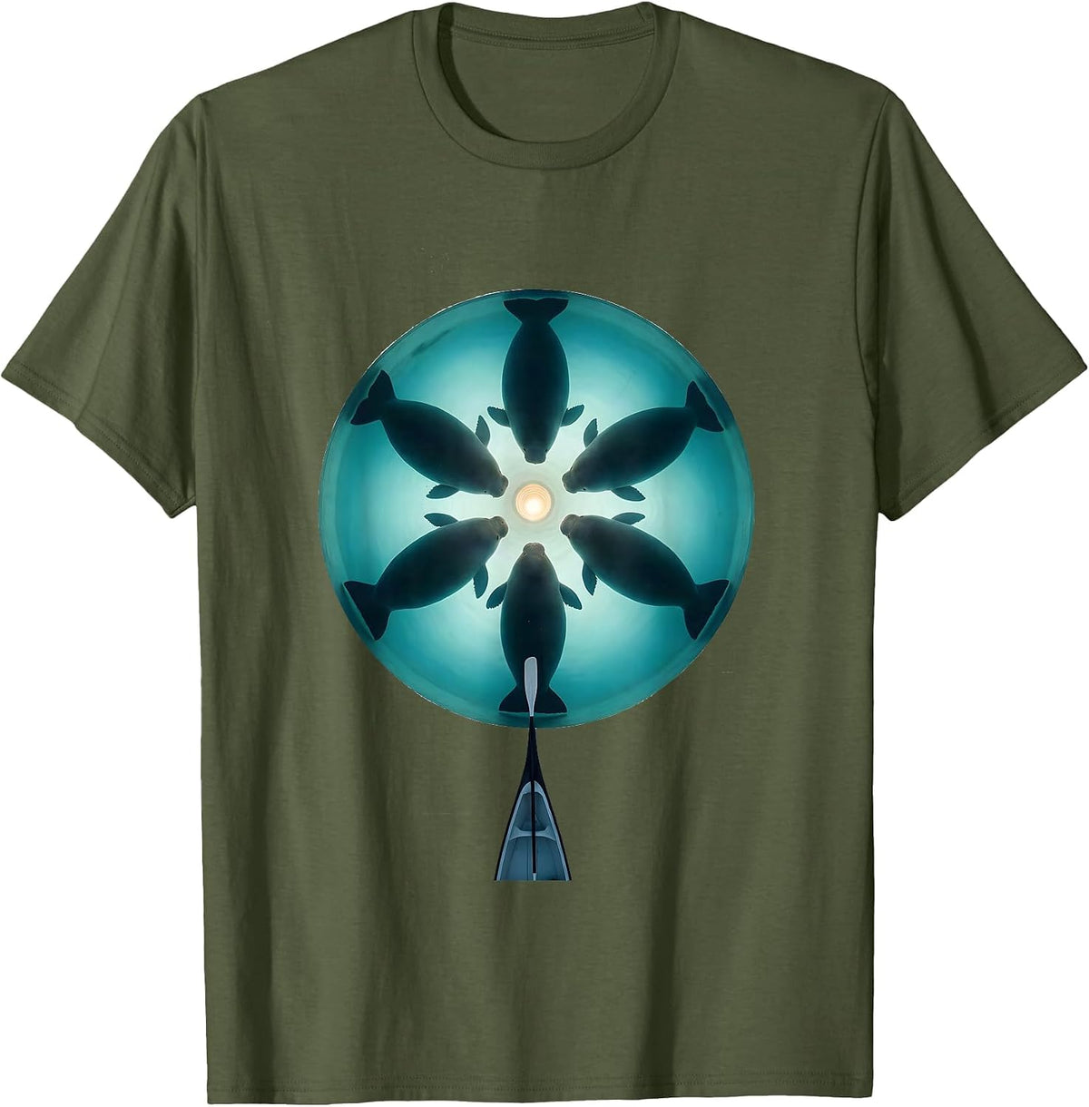Manatee Pool Minimalist Wildlife Lover Gift T-Shirt - Olive Green