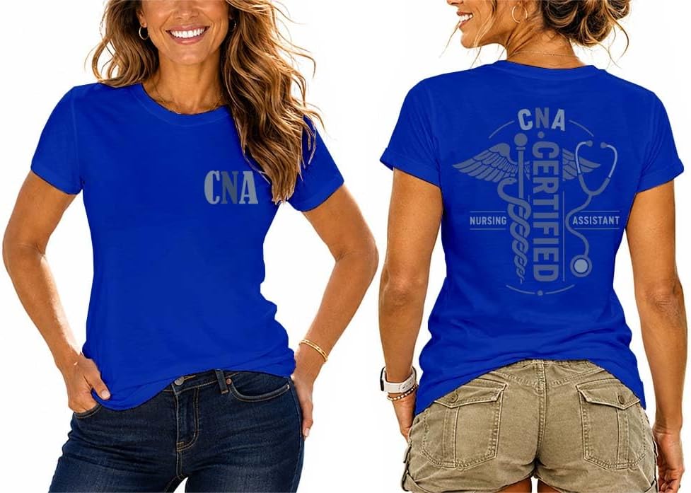 CNA Shirts for Women CNA Tshirt Certifieds Nursing Assistant Shirt - Royal Blue