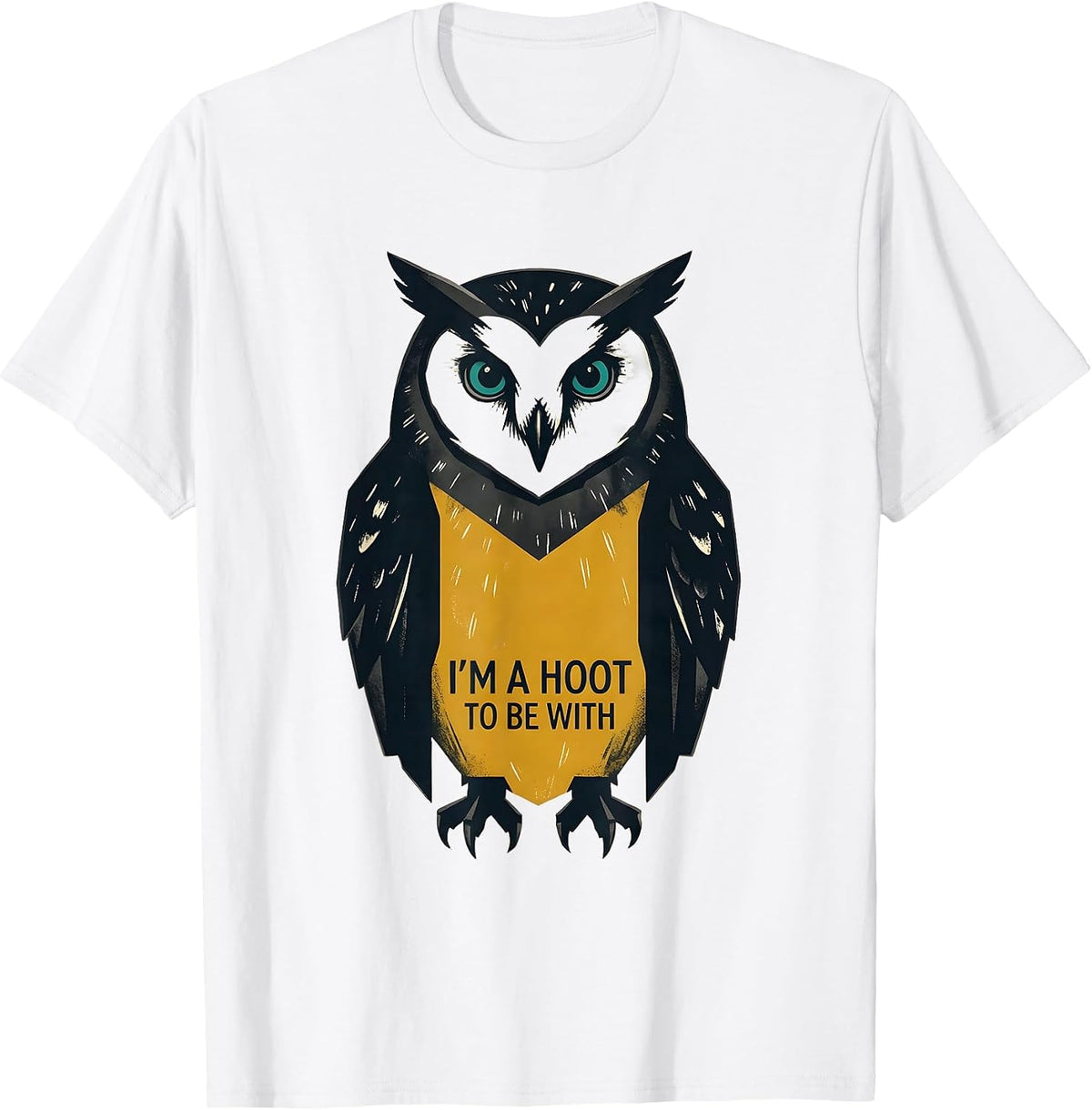 Men's I'm A Hoot To Be With Midcentury Modern Owl Lover Humor T-Shirt - White