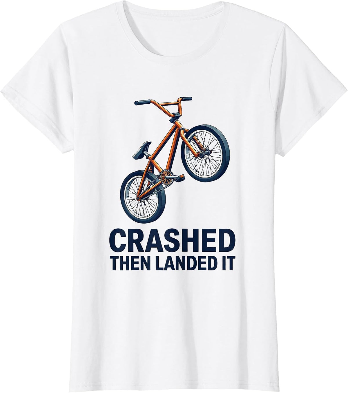 Crashed Then Landed It Isometric BMX Bike Stunt Humor T-Shirt - White