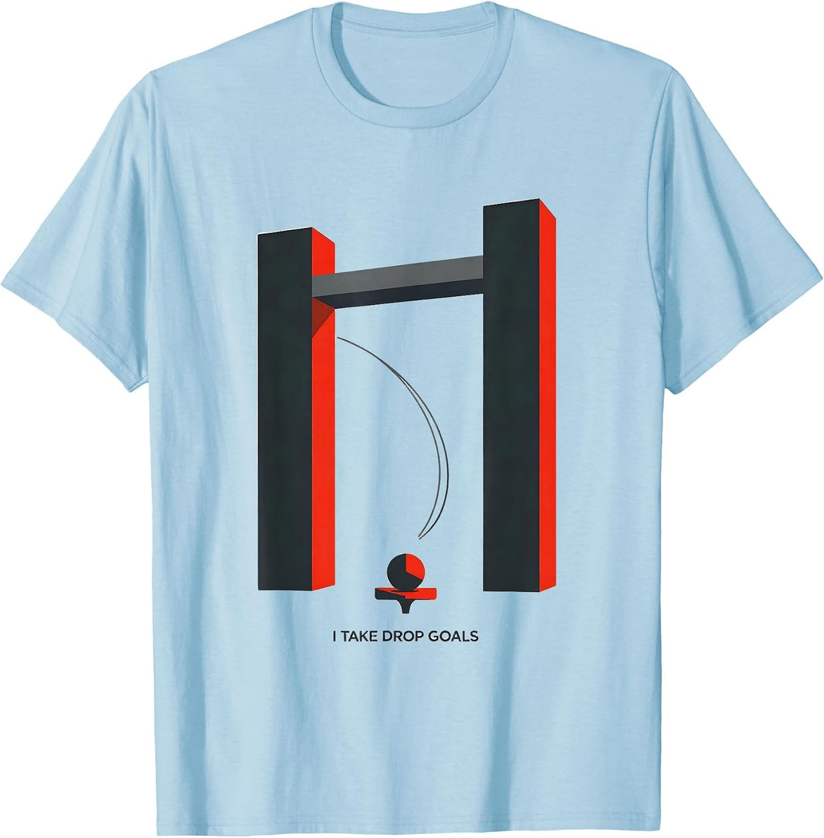 Men's I Take Drop Goals Geometric Rugby Kicker Humor T-Shirt - Baby Blue