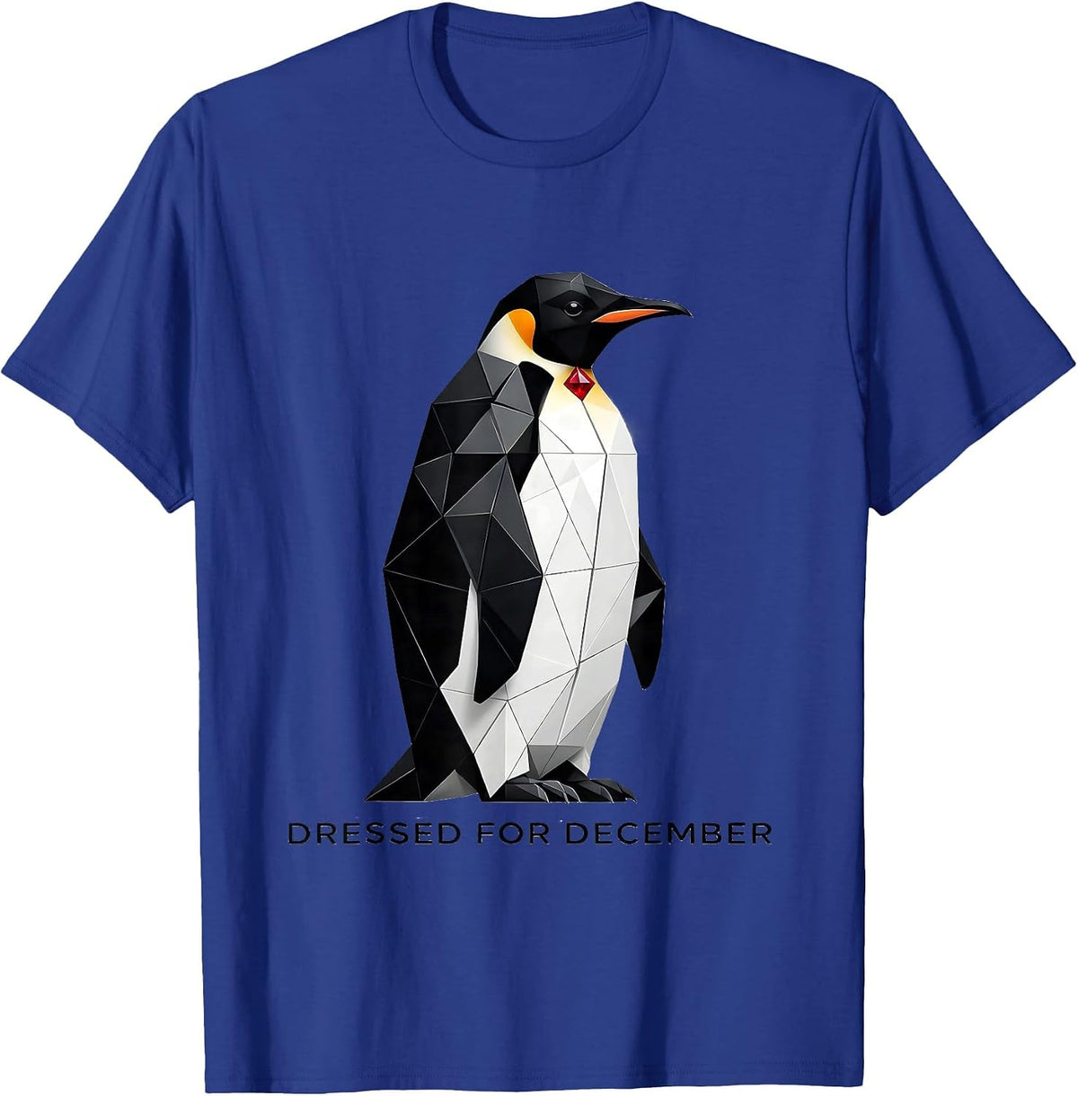 Men's Dressed For December Geometric Penguin Lover Christmas T-Shirt - Royal Blue