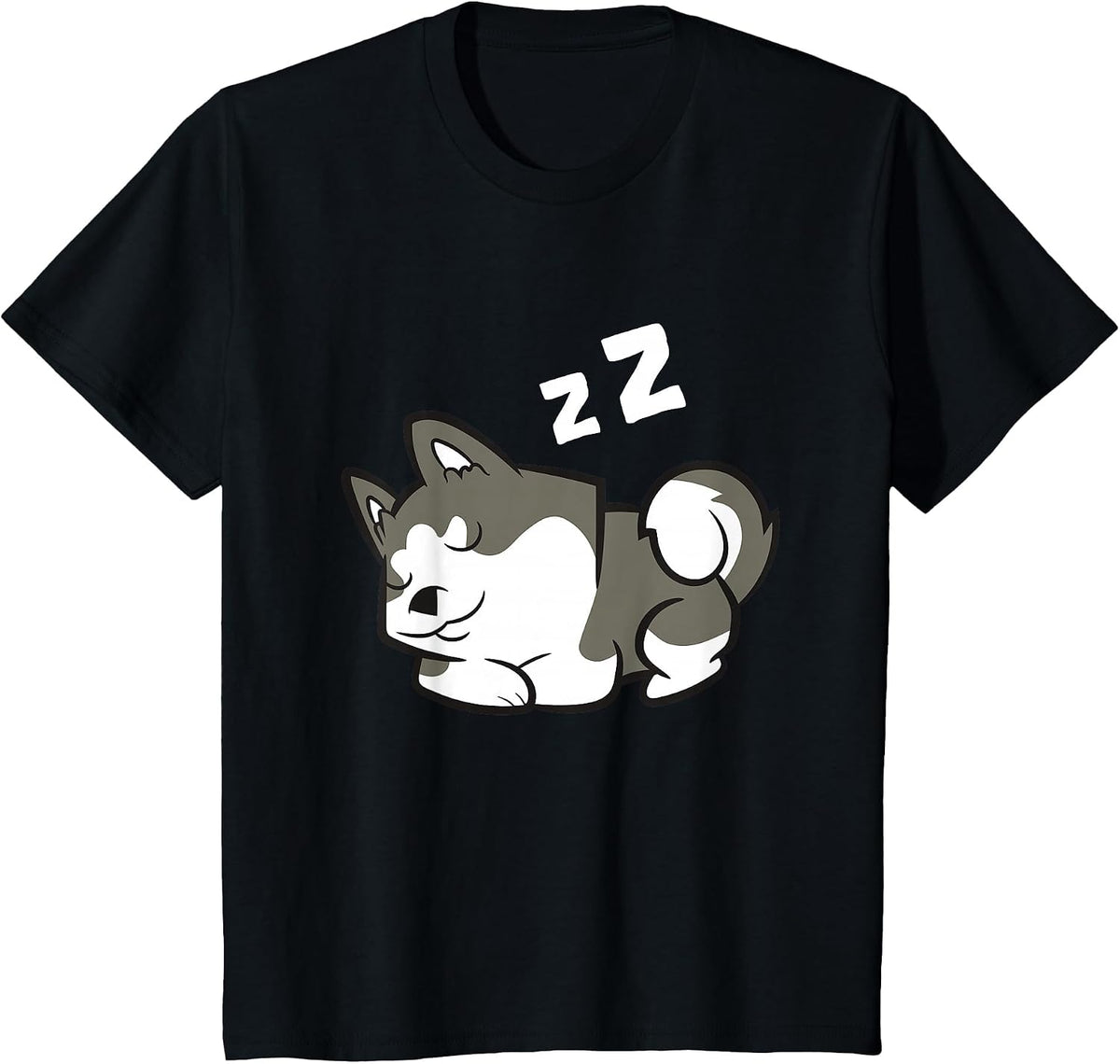 Lazy Husky Dog Sleeping Siberian Husky T-Shirt - Black