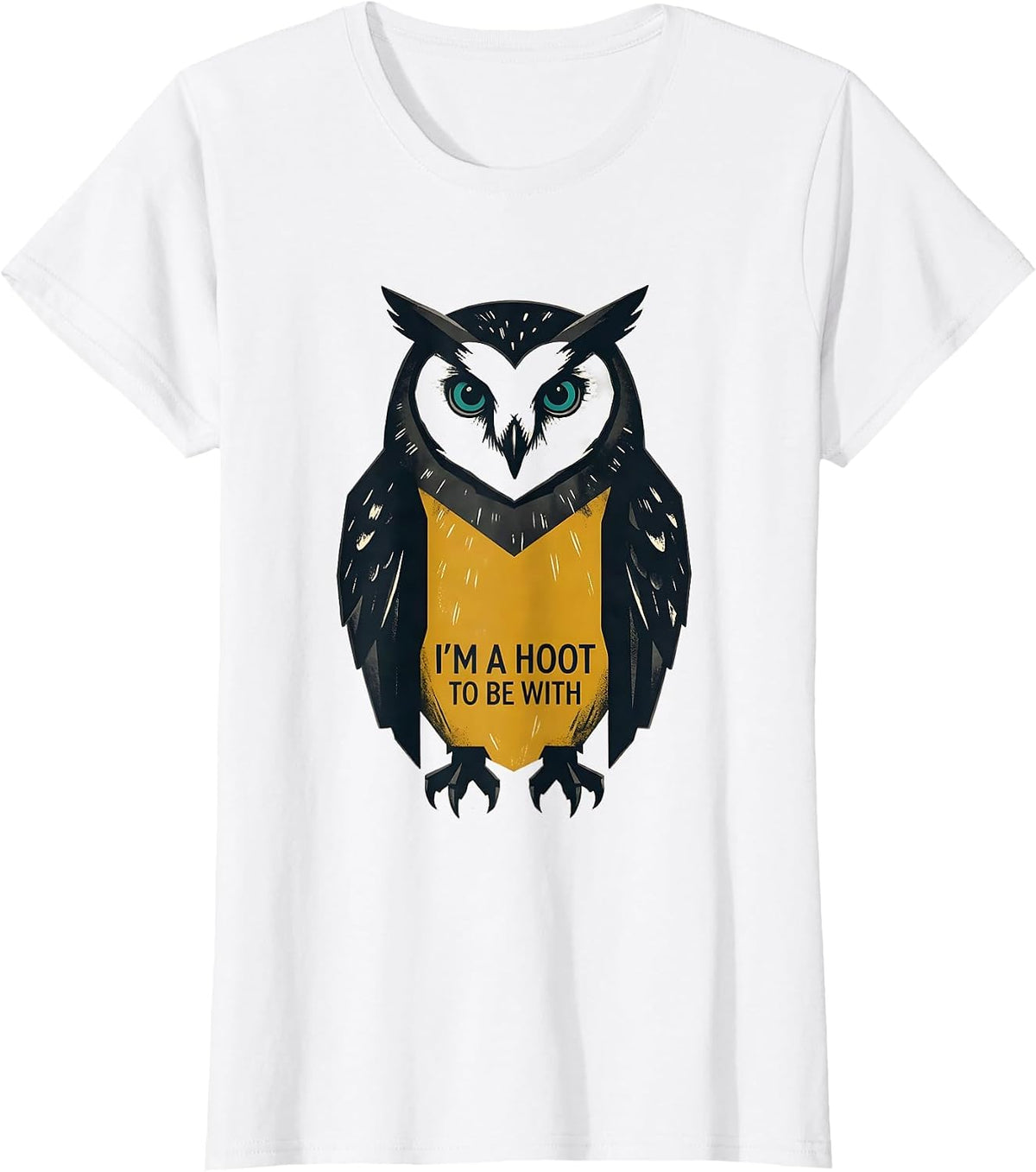 Women's I'm A Hoot To Be With Midcentury Modern Owl Lover Humor T-Shirt - White