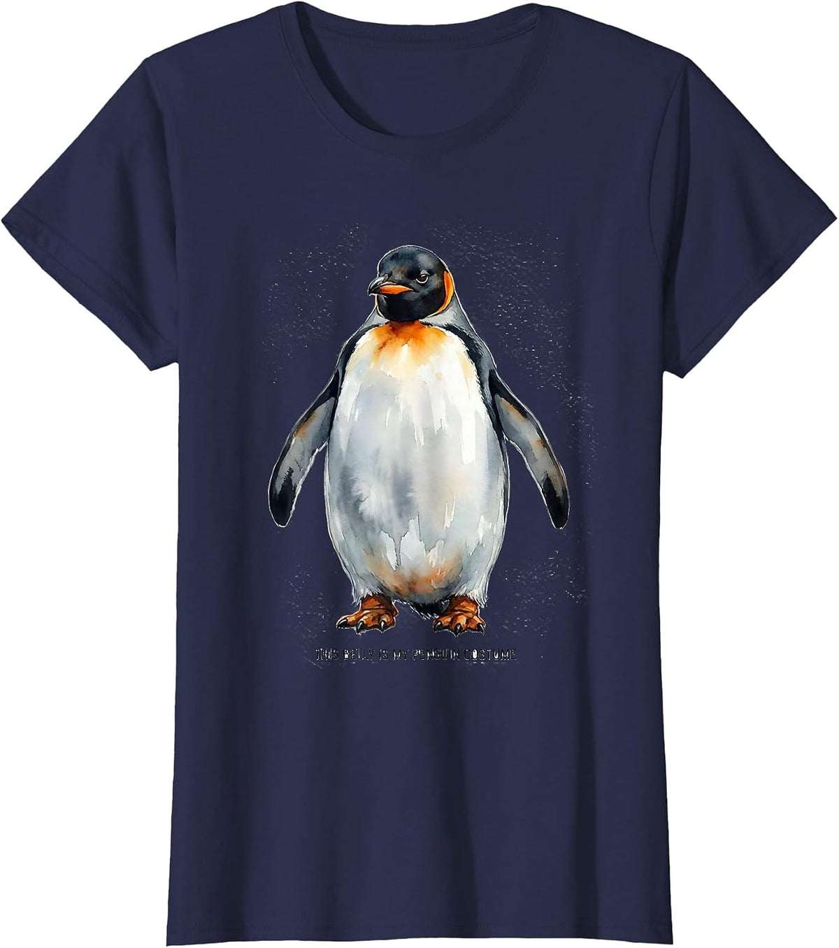 Women's This Belly Is My Penguin Costume Funny Penguin Lover Novelty T-Shirt - Navy Blue