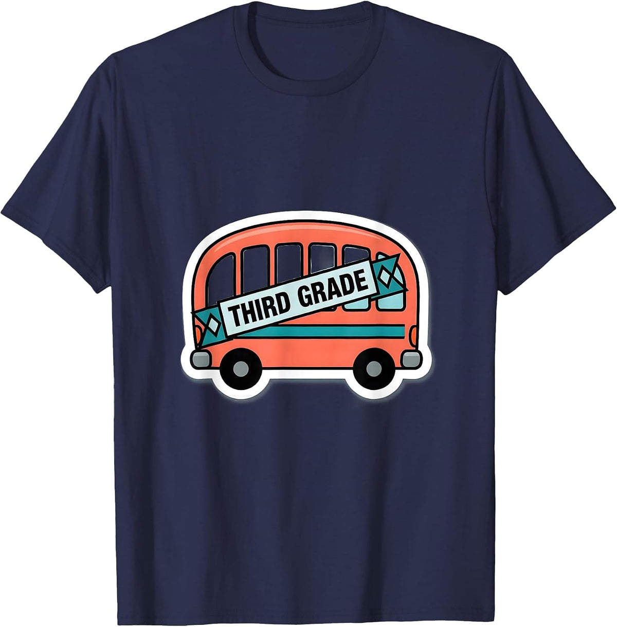 Third Grade Cute Preppy Girls Back To School Sticker Style T-Shirt - Navy Blue
