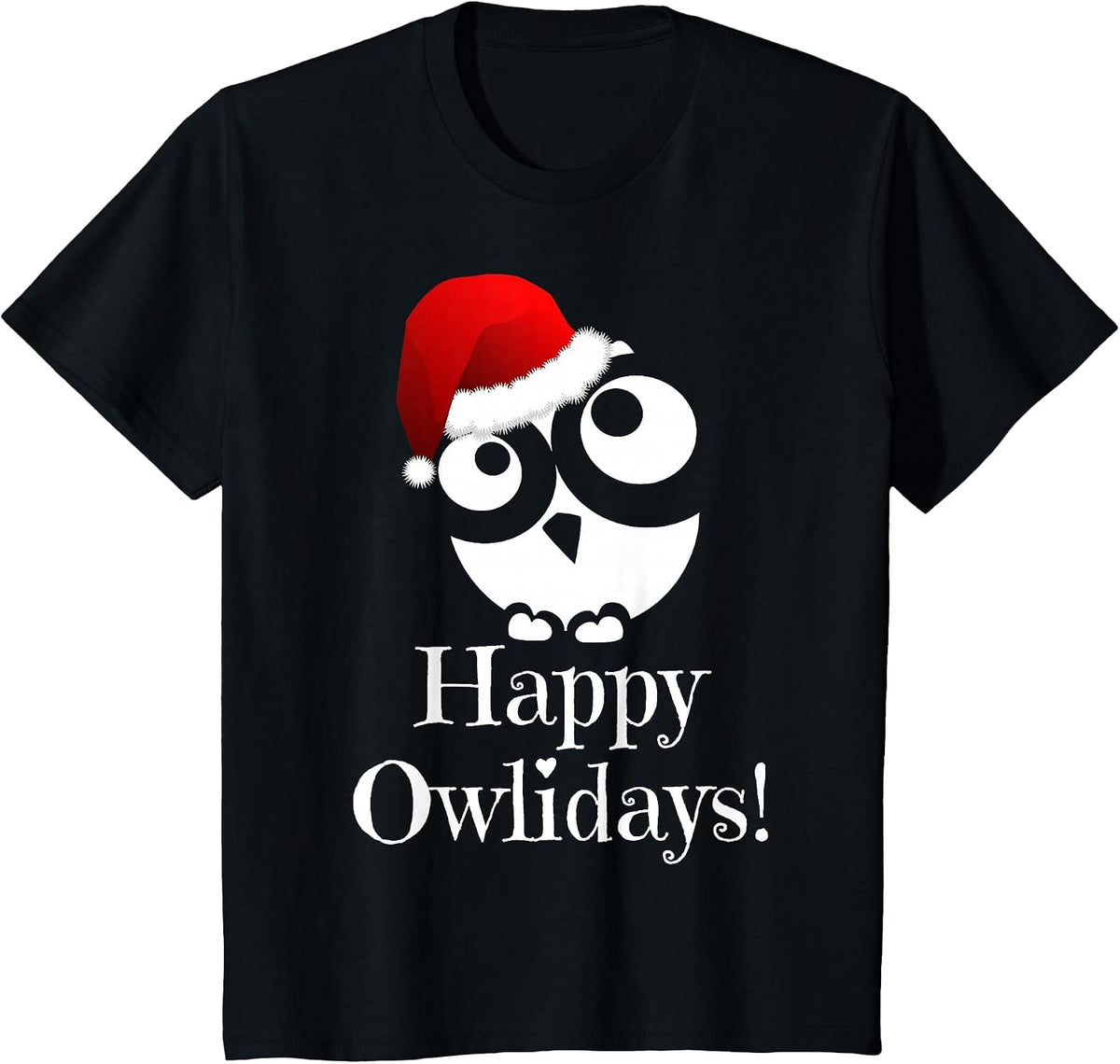Owl Christmas Shirt - Christmas Owl T-Shirt - Happy Owlidays T-Shirt - Black