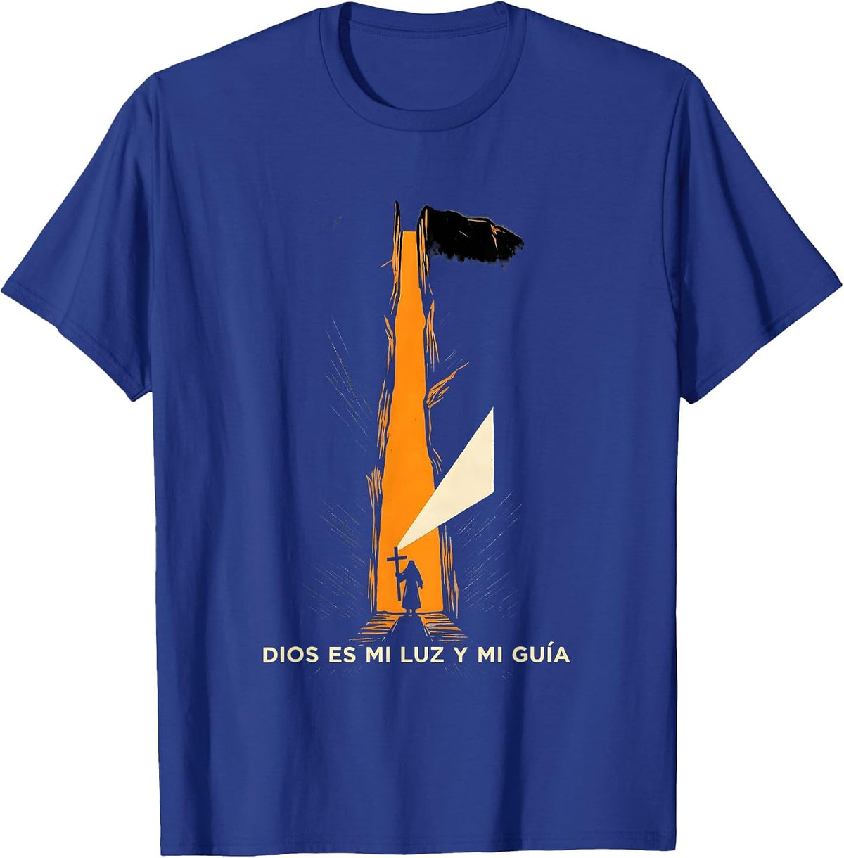 Dios Es Mi Luz Y Mi Guía Linocut Christian Spanish Faith T-Shirt - Royal Blue