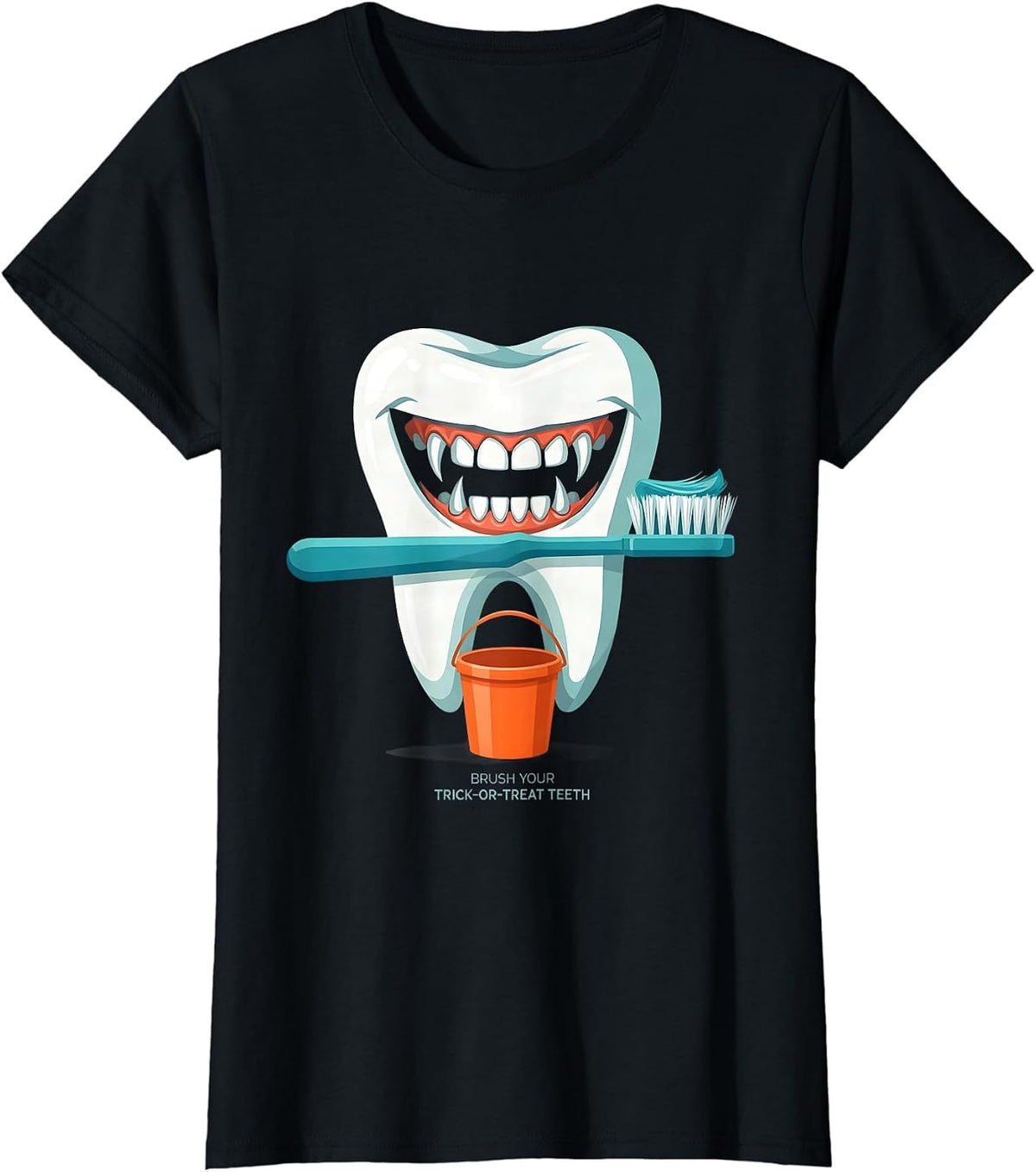 Brush Your Trick-or-Treat Teeth Funny Dental Hygienist T-Shirt - Black