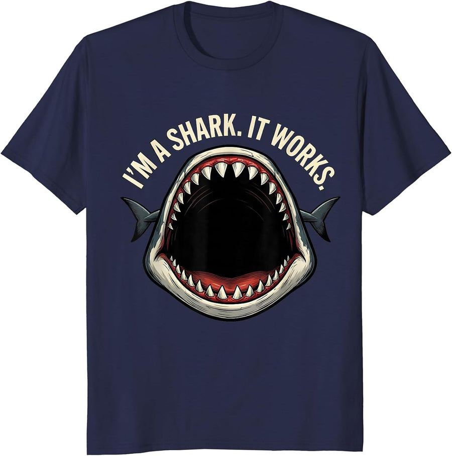 I'm A Shark It Works Funny Shark Lover Halloween Costume T-Shirt - Navy Blue