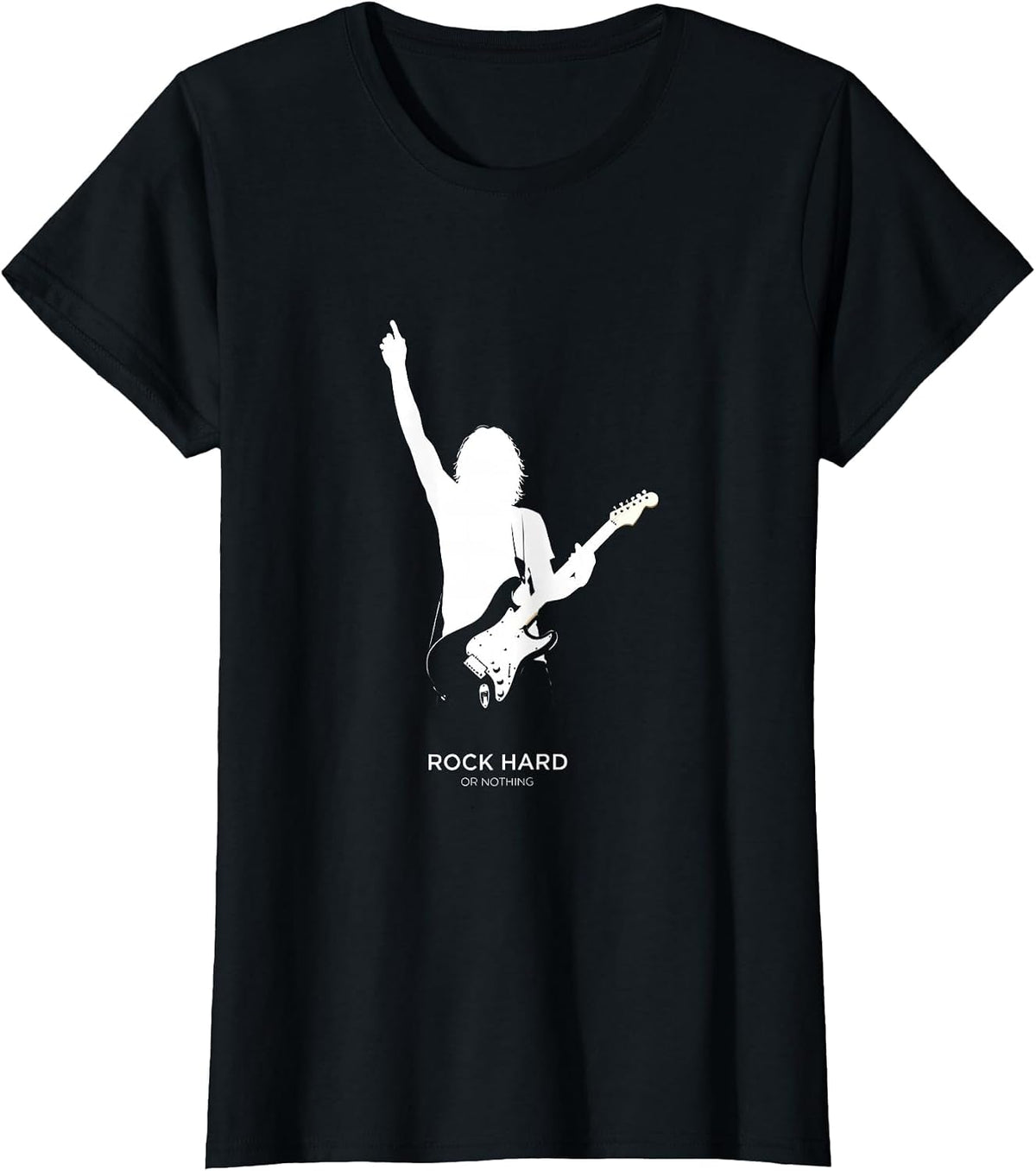 Rock Hard Or Nothing Bold Rock Band Design T-Shirt - Black