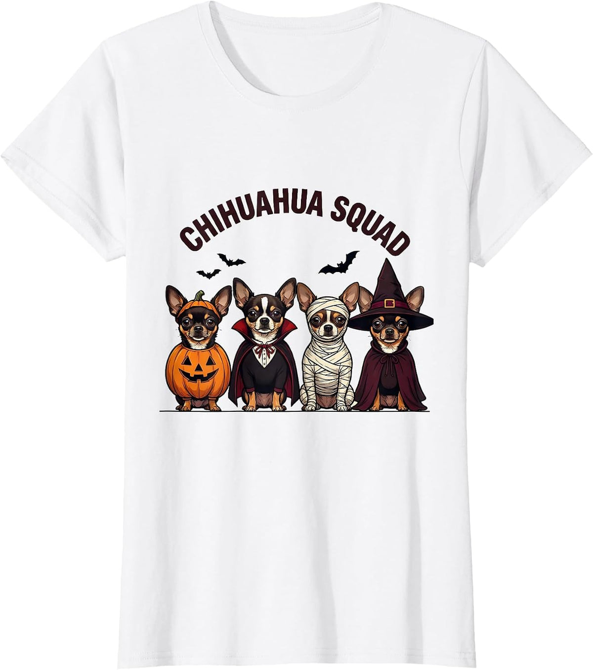 Women's Chihuahua Squad Halloween Dog Breed Squad Costume Party T-Shirt - White