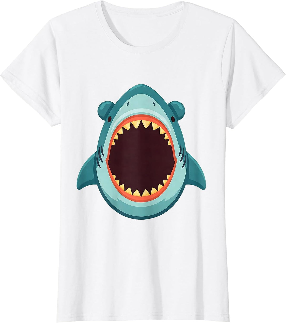 Women's Shark Jaw Collar Flat Vector Halloween Costume T-Shirt - White