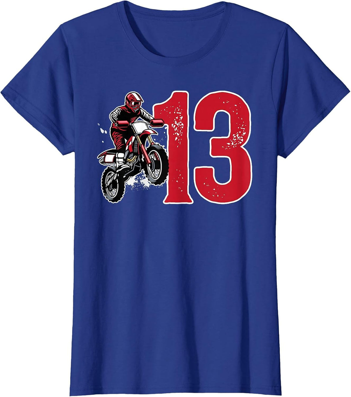 13th Dirt Bike Birthday Thirteen Year Old Dirt Biker T-Shirt - Royal Blue