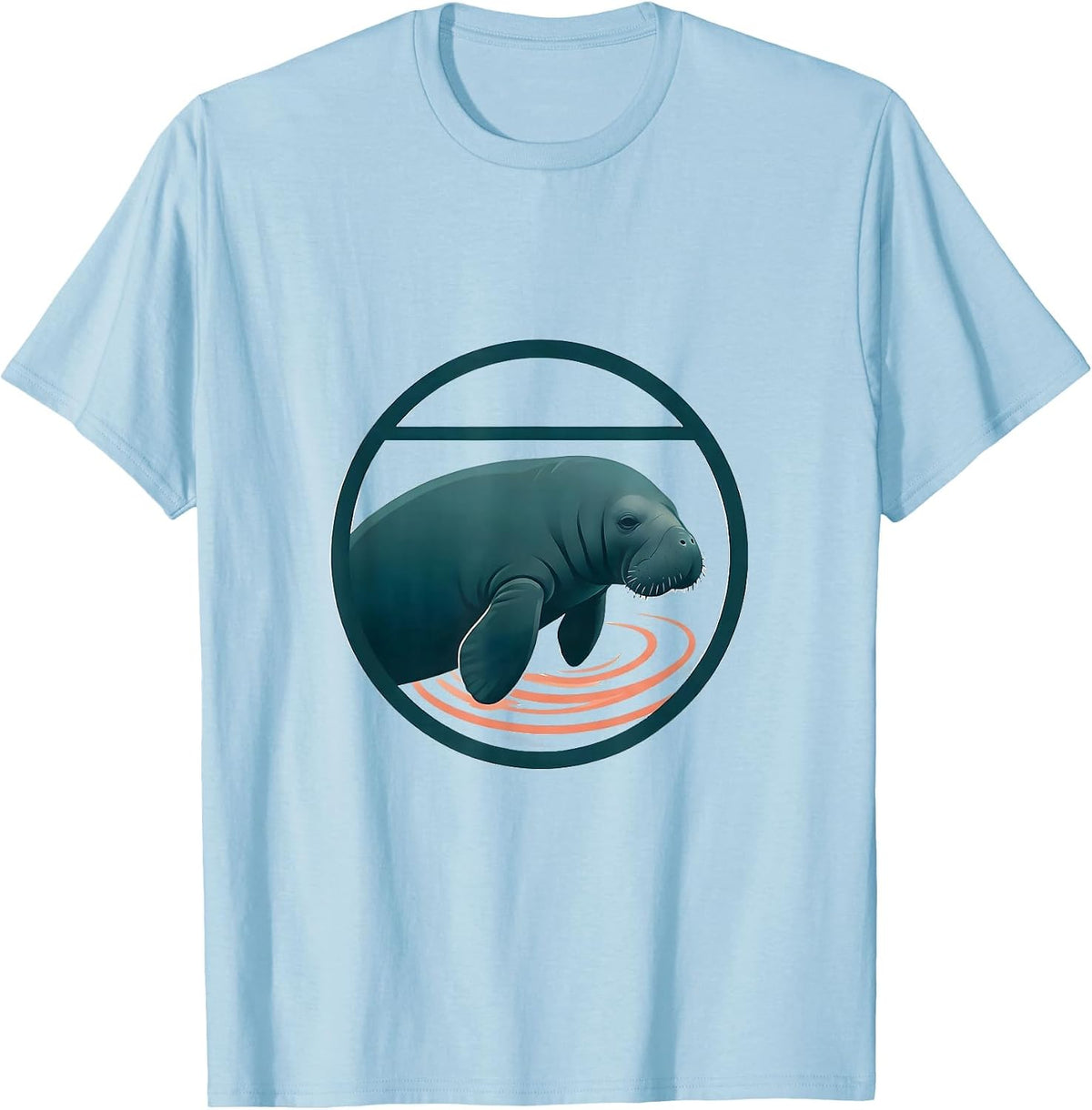 Men's Manatee Minimalist Wildlife Lover Gift T-Shirt - Baby Blue