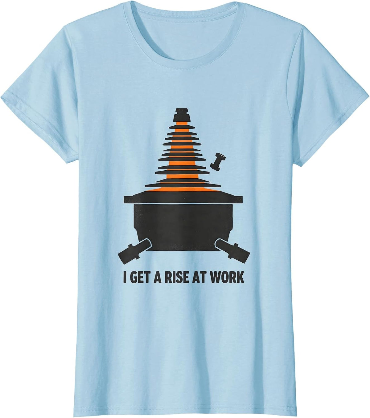 Women's I Get A Rise At Work Funny Electrician Skeleton Lineman Gift T-Shirt - Baby Blue