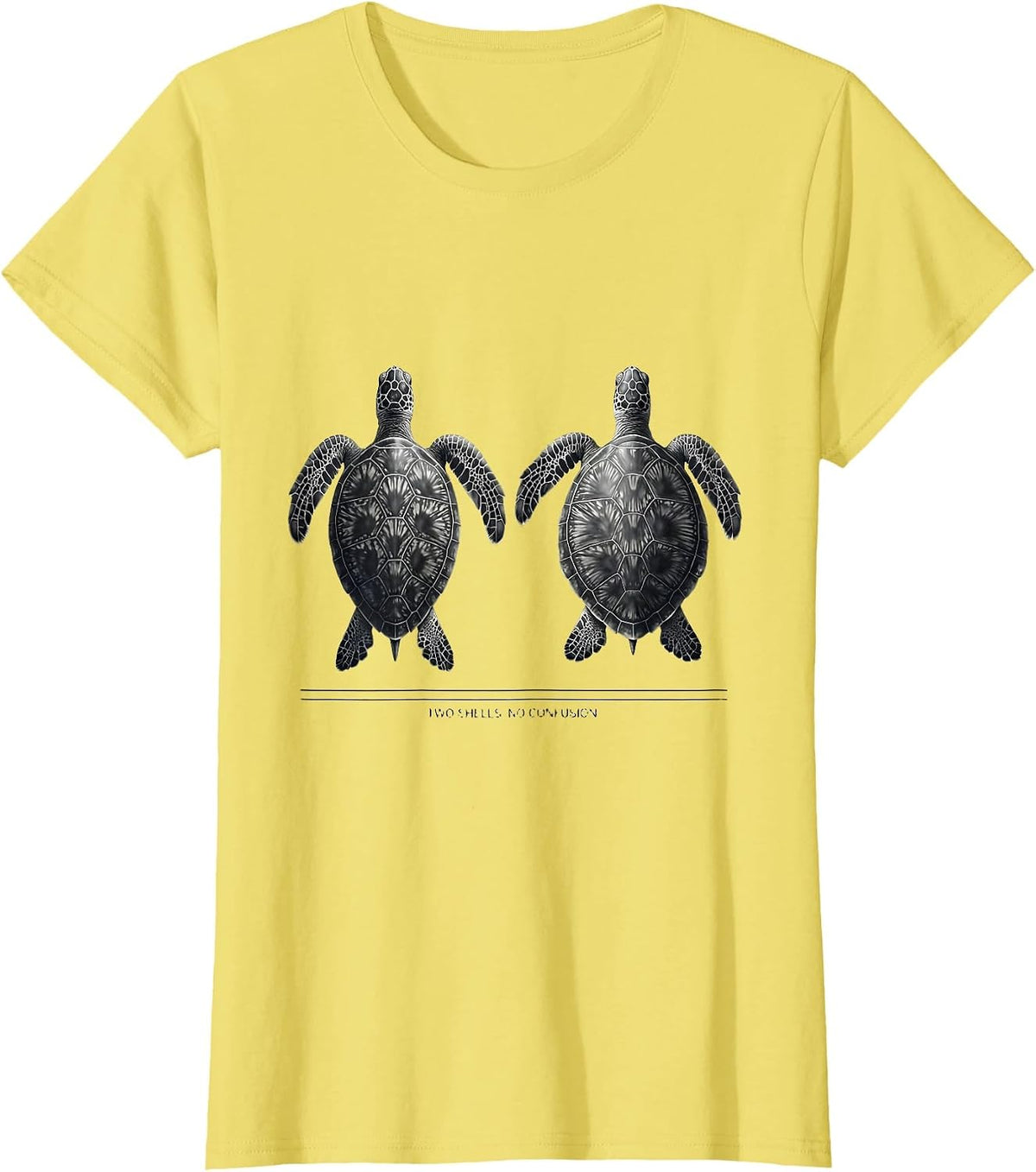Two Shells No Confusion Funny Sea Turtle Lover Souvenir T-Shirt - Lemon Yellow