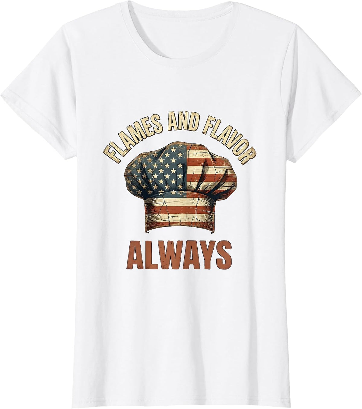 Flames and Flavor Always Chef Men Design T-Shirt - White