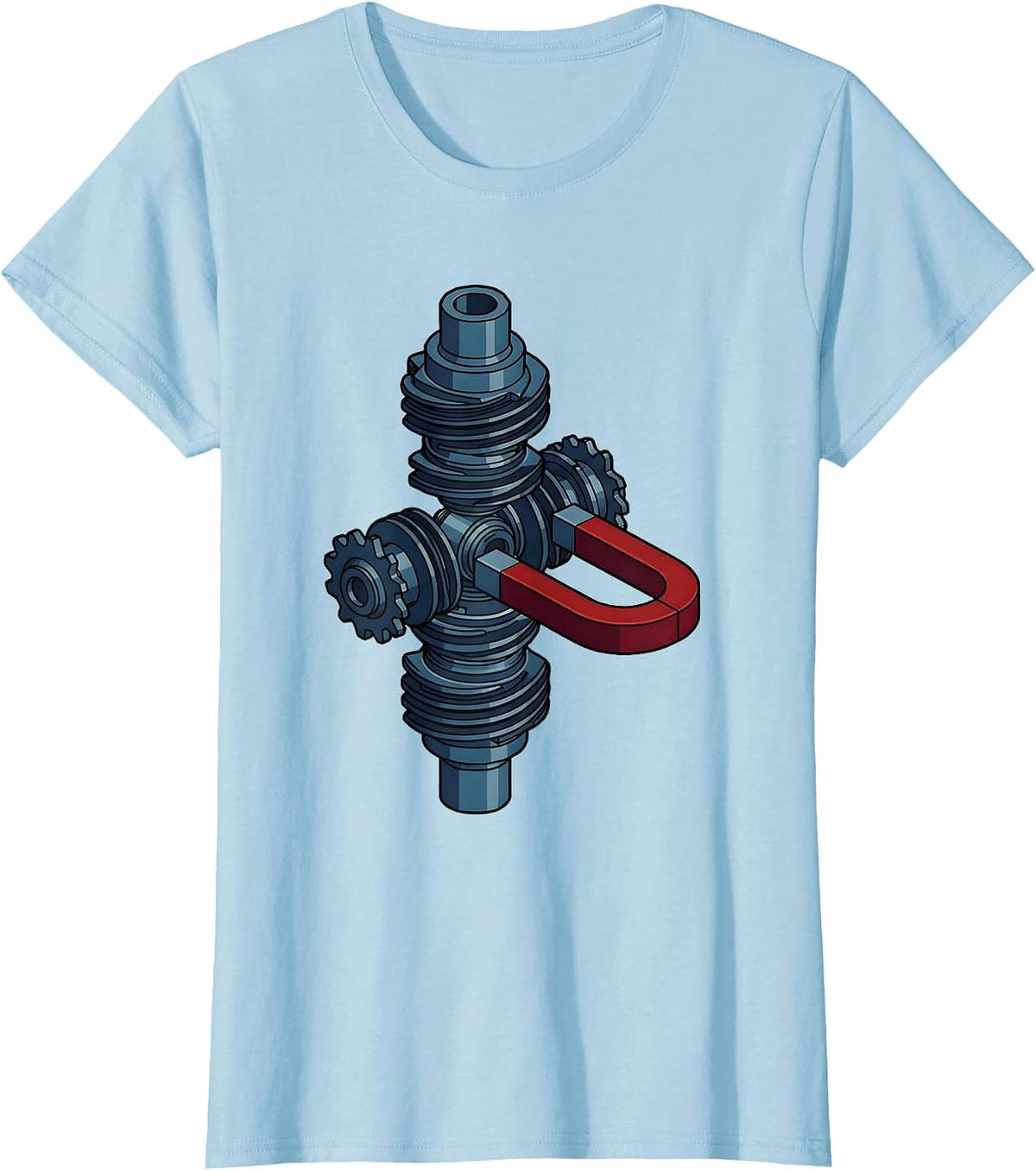 Women's Valley Forge Automotive Crankshaft Magnet Graphic T-Shirt - Baby Blue