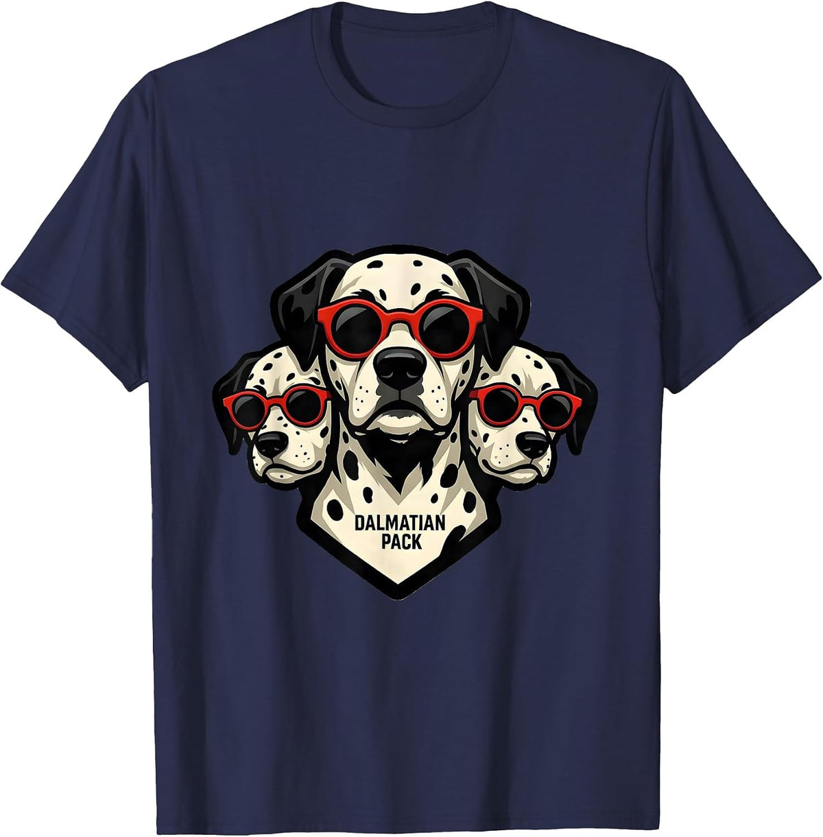 Dalmatian Pack Bold Mascot Logo Dog Breed Portrait T-Shirt - Navy Blue