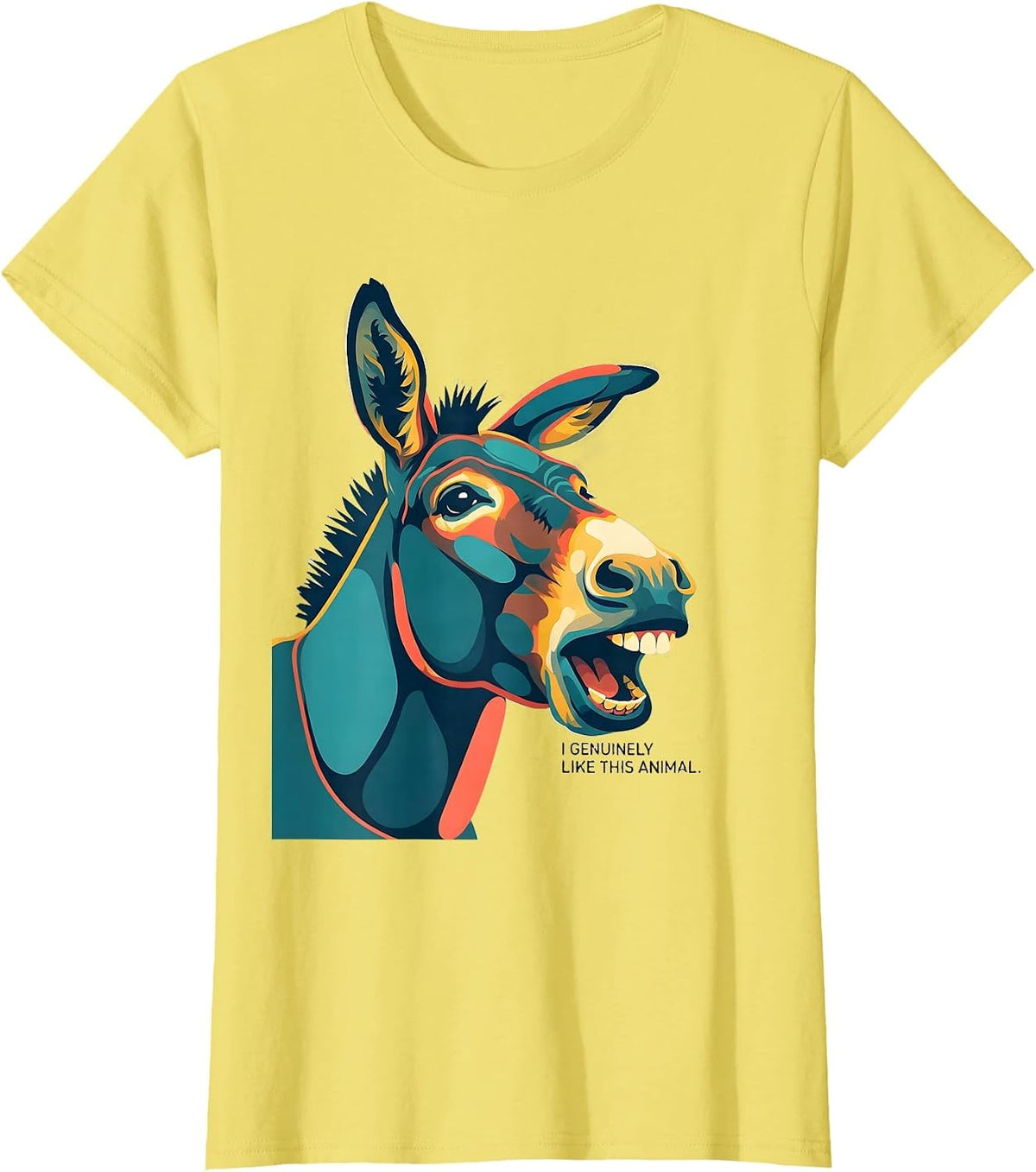I Genuinely Like This Animal Funny Donkey Face Costume Meme T-Shirt - Lemon Yellow