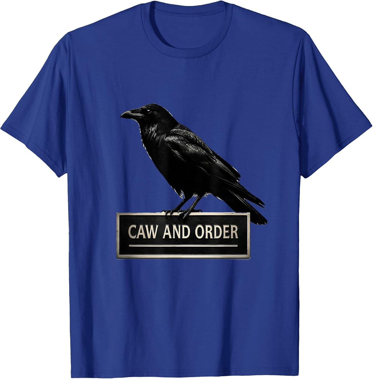 Caw And Order Minimalist Crow Murder Pun Gothic Humor T-Shirt - Royal Blue