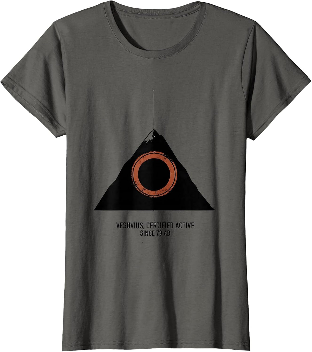 Women's Vesuvius, Certified Active Since 79 AD Funny Volcano History T-Shirt - Asphalt Grey