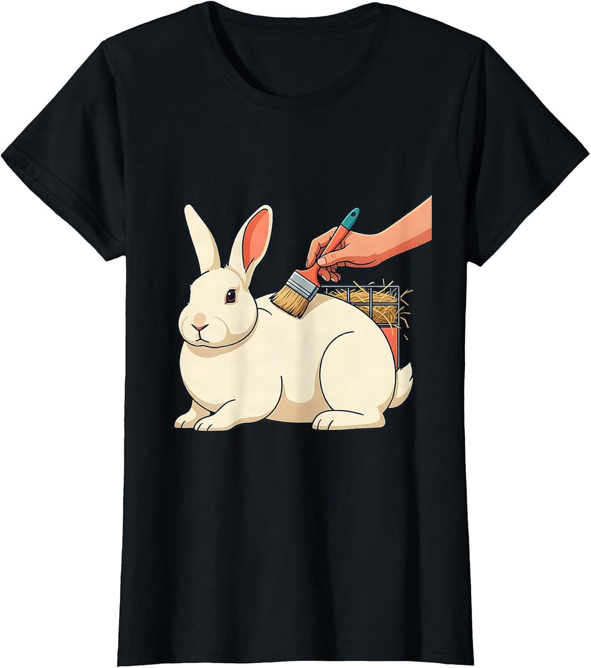 Bunny Brushed Cute Rabbit Lover Gift T-Shirt - Black