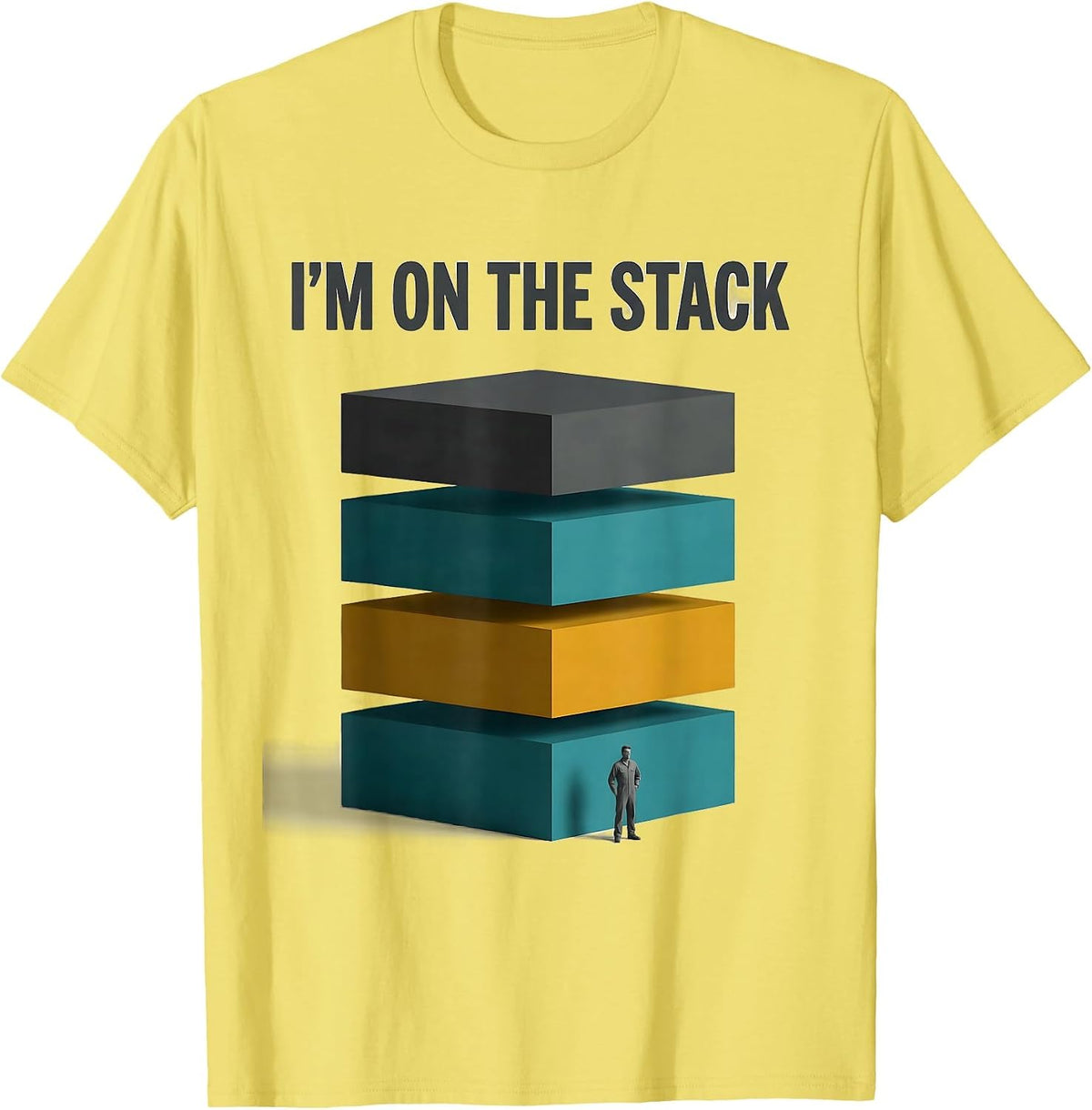 Men's I'M ON THE STACK Midcentury Modern Tech Worker Sarcastic T-Shirt - Lemon Yellow