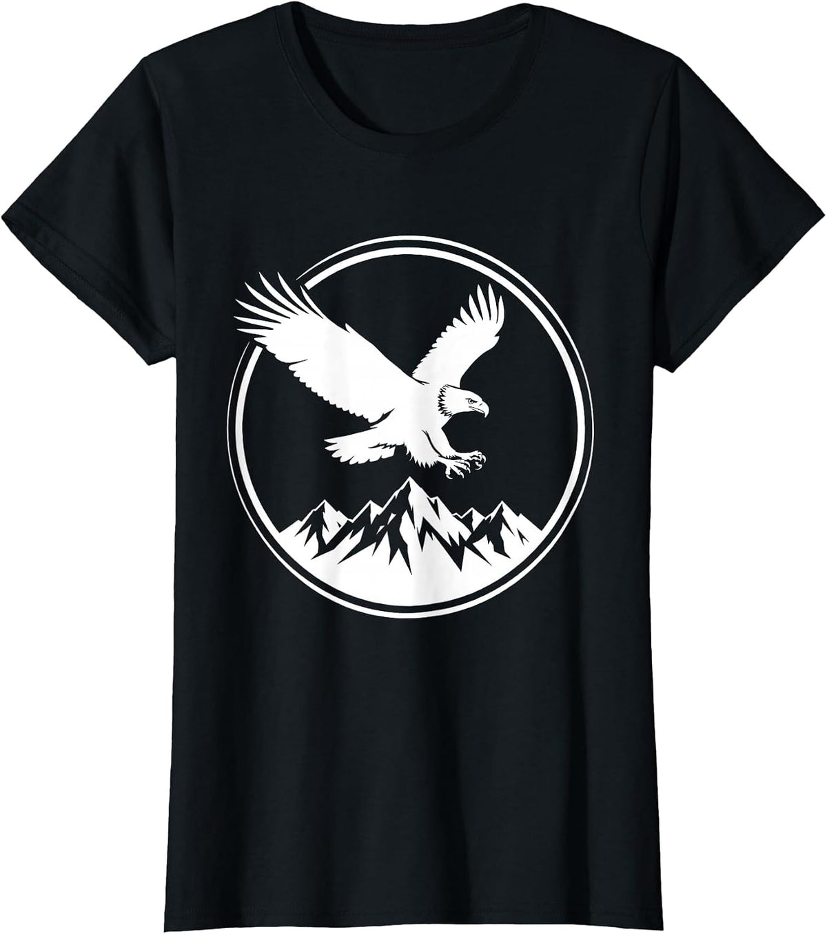 Bald Eagle Soaring Over Snowy Alaska Peaks T-Shirt - Black