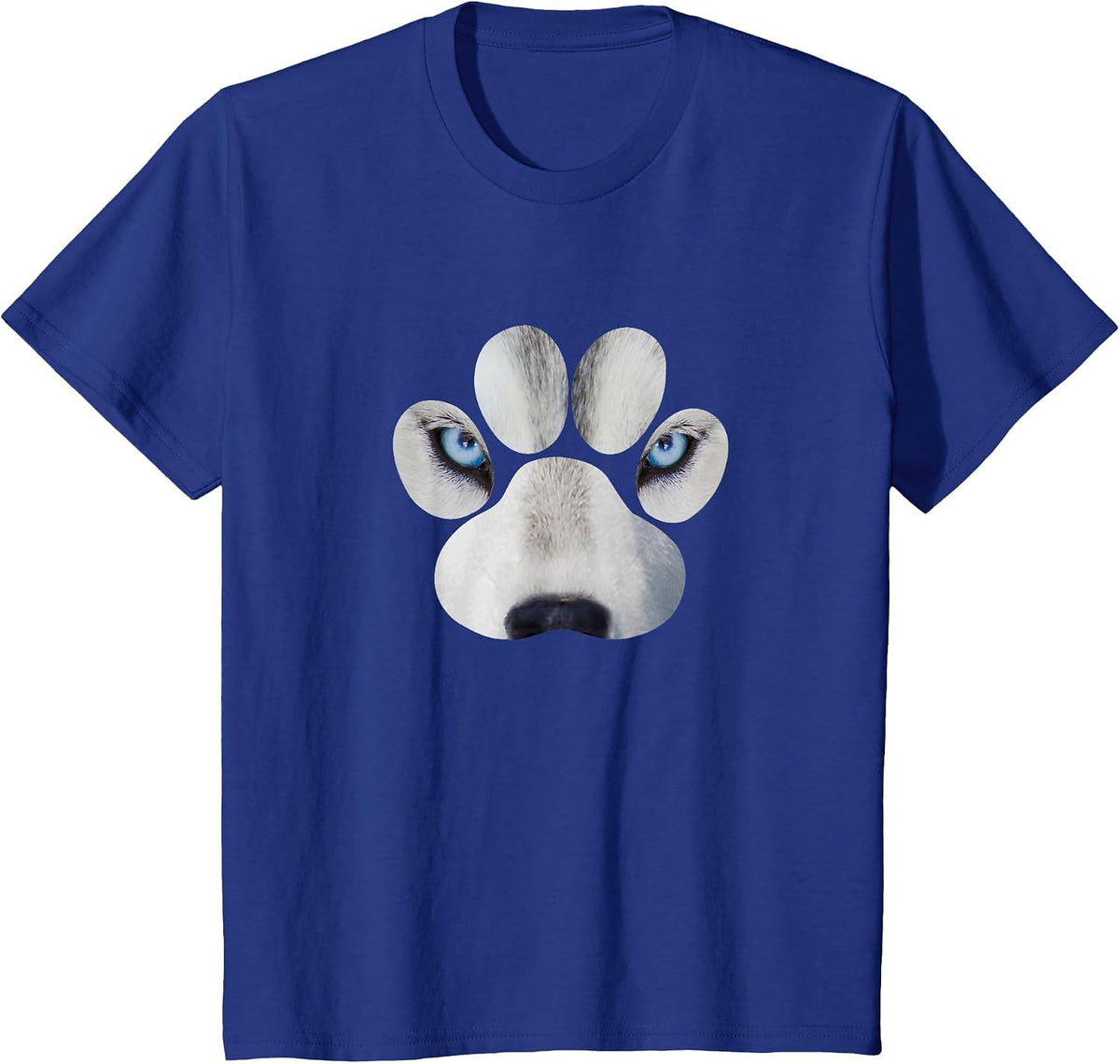 Siberian Husky Eyes Awesome Cute Huskies Paw Face T-Shirt - Royal Blue