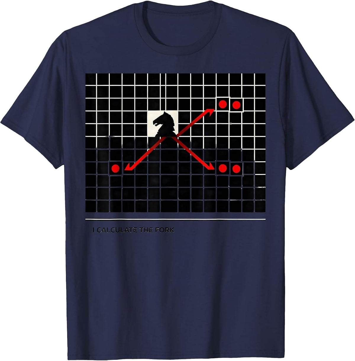 Men's I Calculate The Fork Funny Chess Player Chess Club Humor T-Shirt - Navy Blue