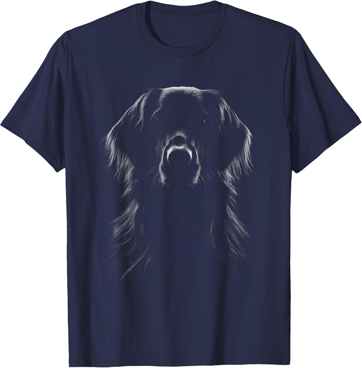 Flat-Coated Retriever Dog Face Art Design T-Shirt - Navy Blue