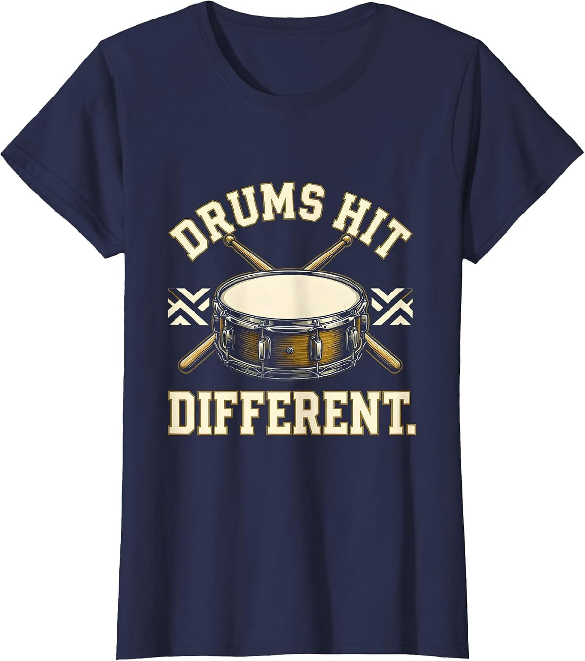 Women's Drums Hit Different Drummer Music Design T-Shirt - Navy Blue