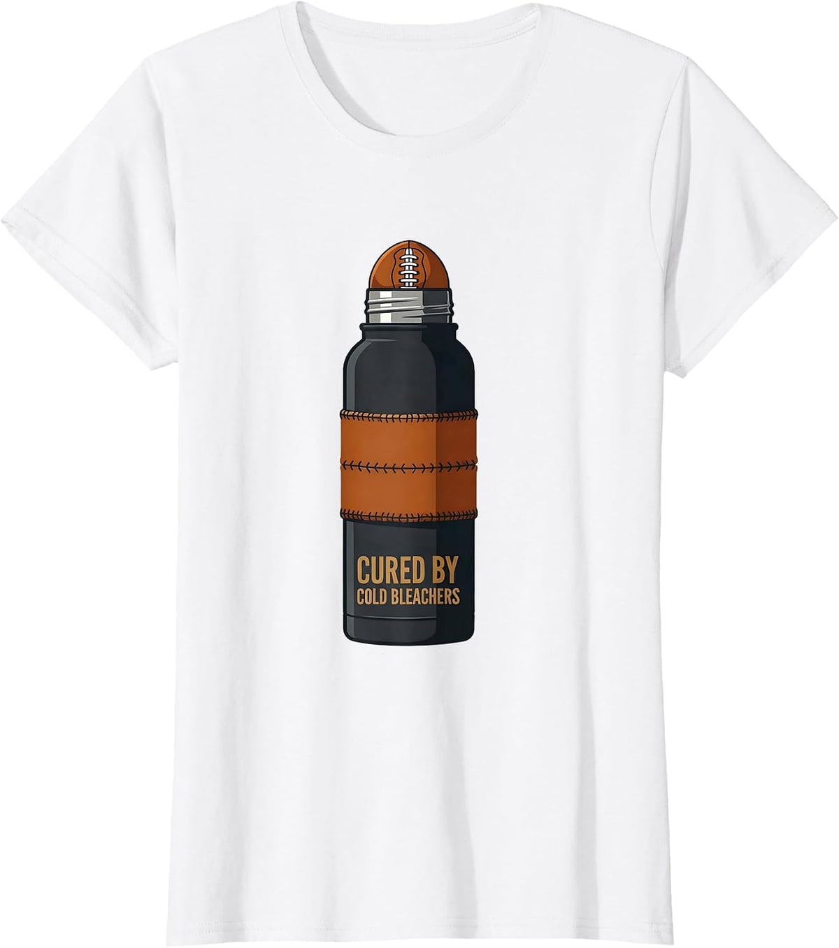 Women's Cured By Cold Bleachers Funny Football Mom Game Day T-Shirt - White