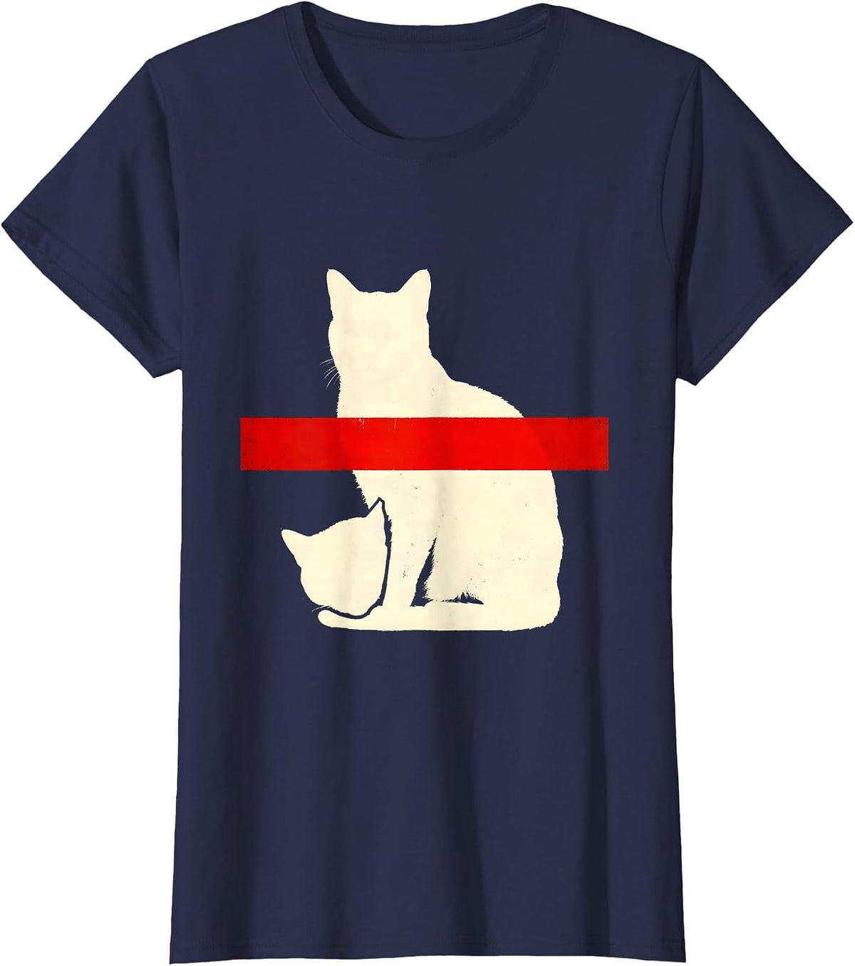Women's Schrödinger Cat Stencil Quantum Physics Science Geek T-Shirt - Navy Blue
