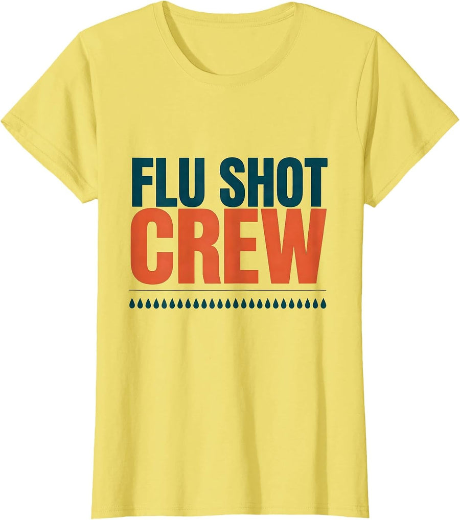 Flu Shot Crew Funny Nurse Halloween Flu Season Humor T-Shirt - Lemon Yellow