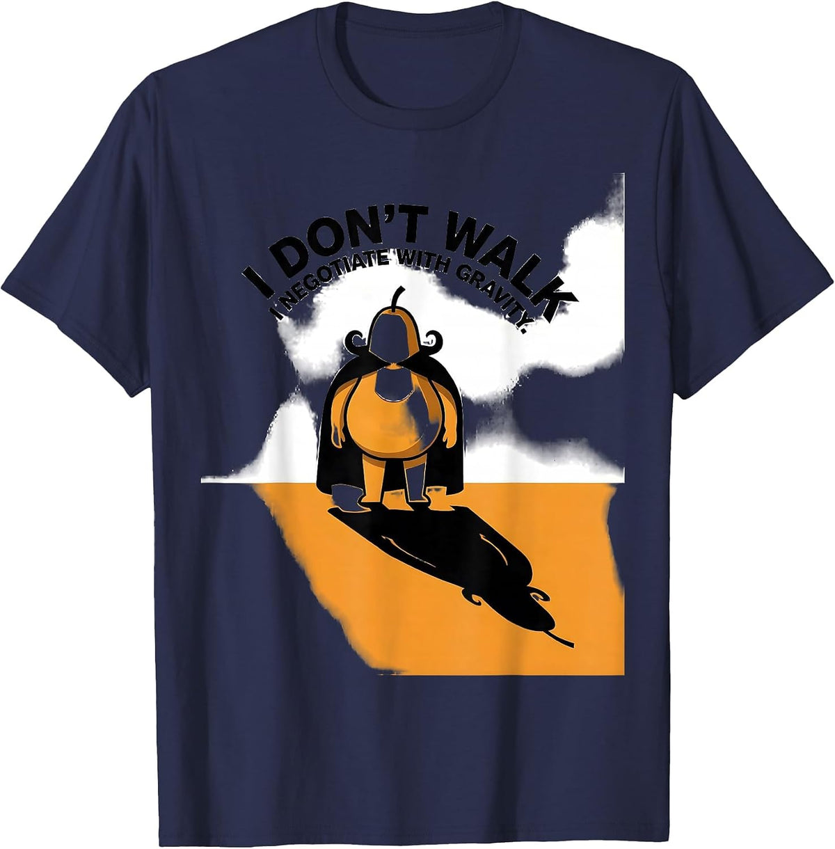 Men's I Don't Walk, I Negotiate With Gravity Funny Penguin Lover T-Shirt - Navy Blue