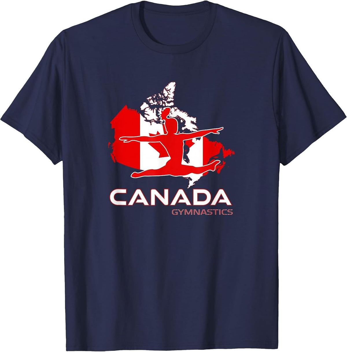Canada Flag Art Acrobat Girls Tumbling Team Canadian Gymnast T-Shirt - Navy Blue