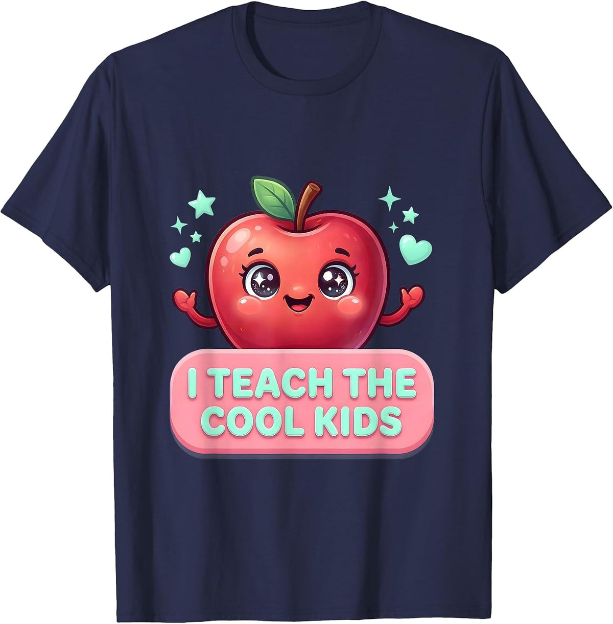 I Teach The Cool Kids Kindergarten Teacher Design T-Shirt - Navy Blue