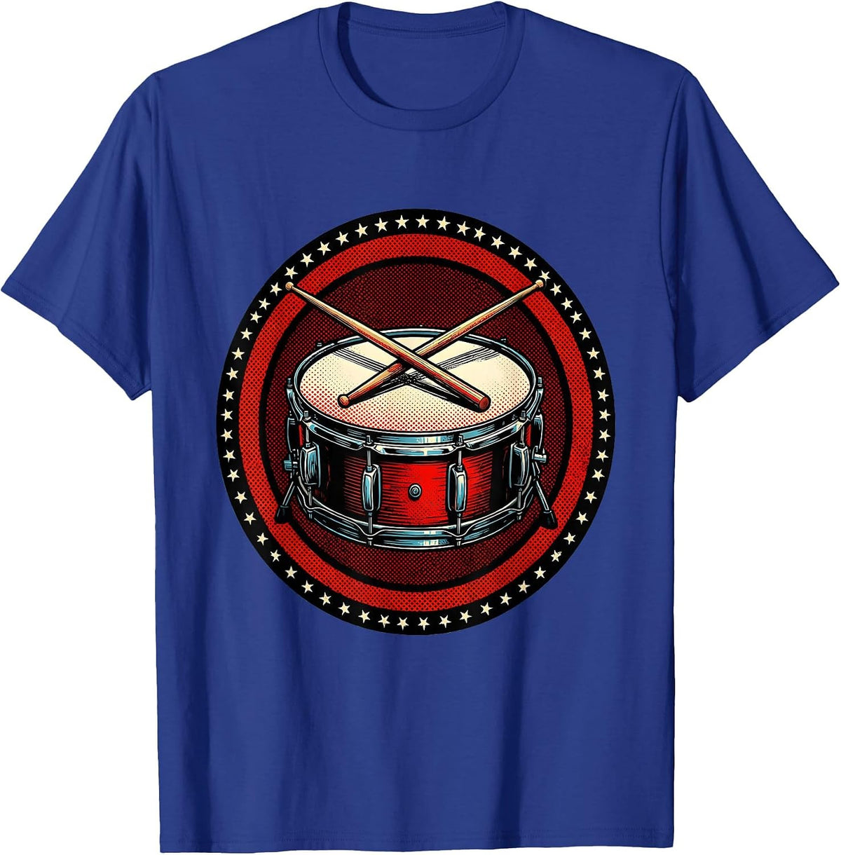 Crossed Drumsticks Snare Drum Percussion Graphic T-Shirt - Royal Blue